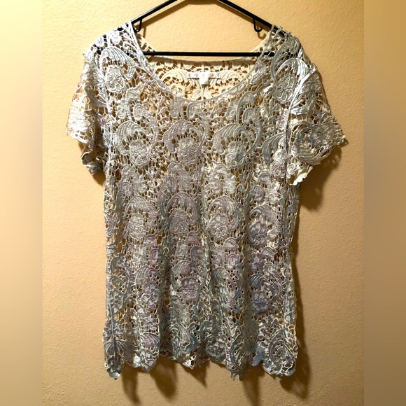 Boston Proper Tops - Open weave lace tunic